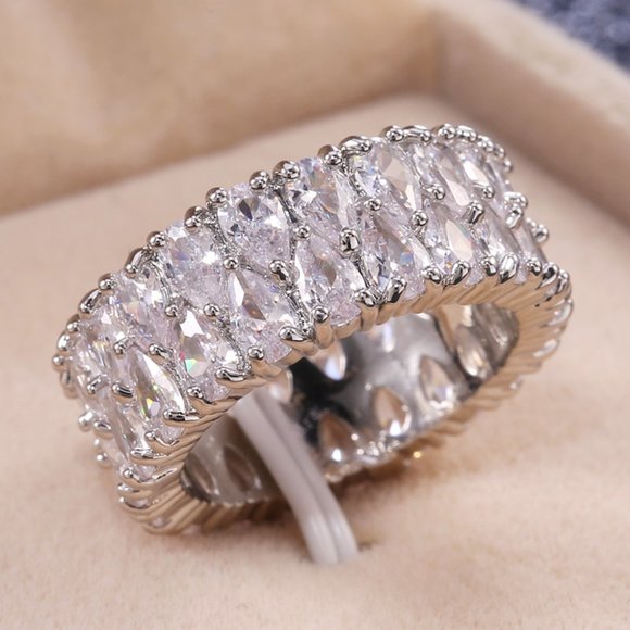 Round Full Zircon Stone Dazzling Luxury Finger Rings for Women, PD121 - Picture 8 of 13
